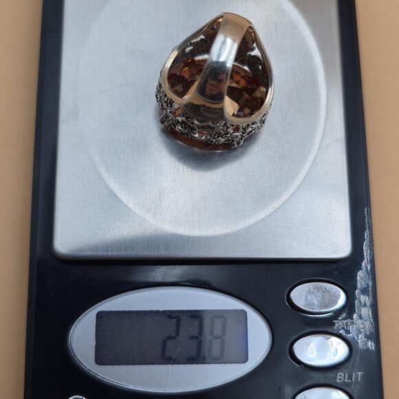 Size 6.75 Sterling Silver Very Large Cubic Zirconia And Marcasite's Ring A5419 - Picture 10 of 10